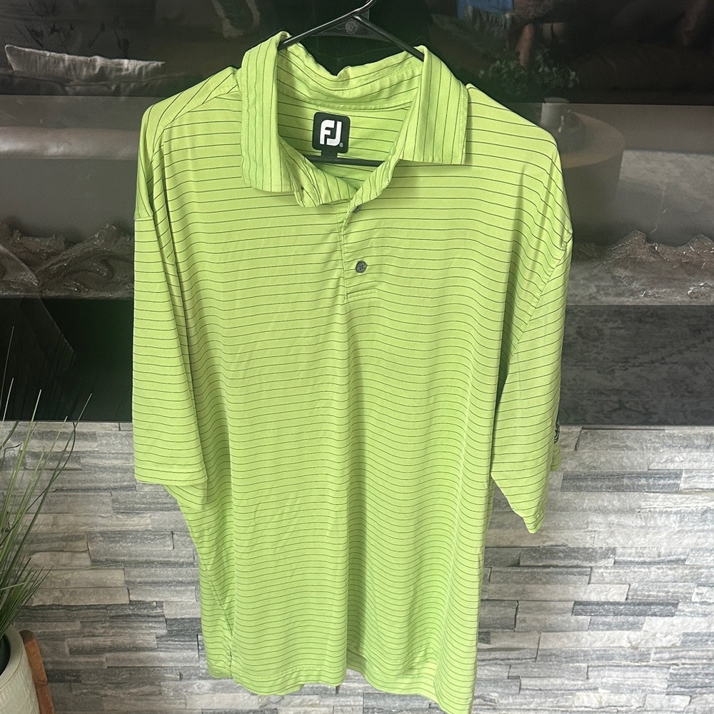 FootJoy Men’s Neon Green Striped Golf Polo